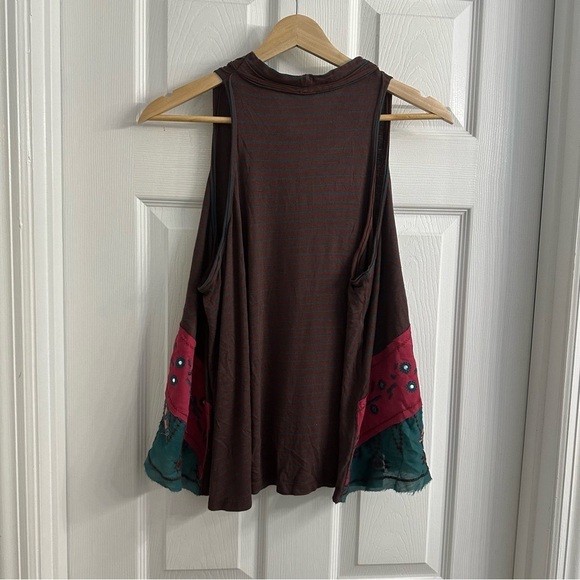 Free People Tank Top Turtleneck Boho Brown Earthy Fairy Flowy Size Small - Picture 3 of 4